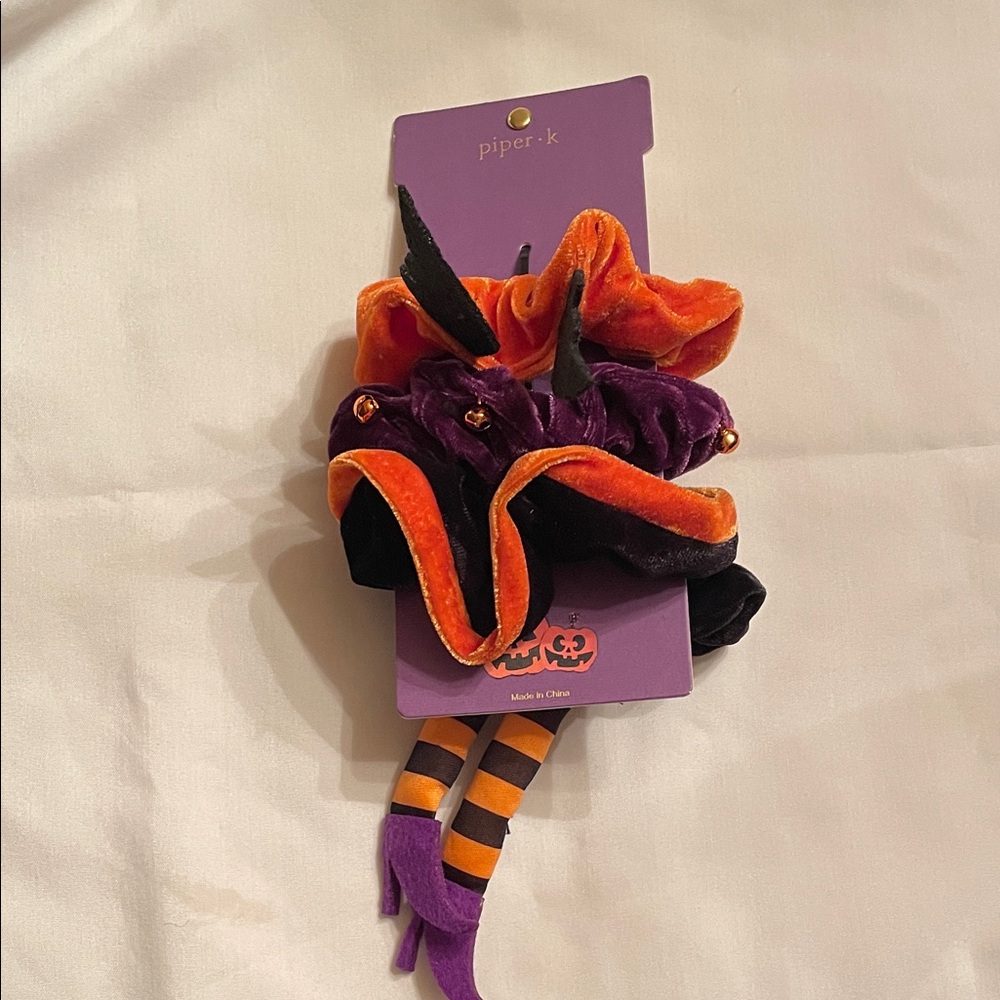 Piper Kids Witch Hat scrunchy 4 piece set- Orange, Purple, Black